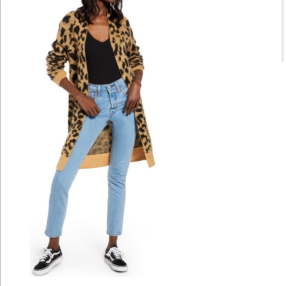 BP. Long Leopard Jacquard Cardigan